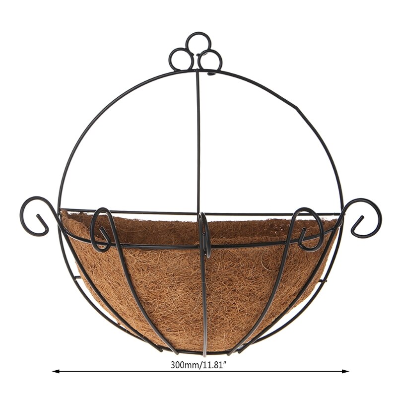 Bloempot Ijzer Kokosnoot Diy Tuin Opknoping Plantenbakken Muur Manden Pot Half Ronde P9YB