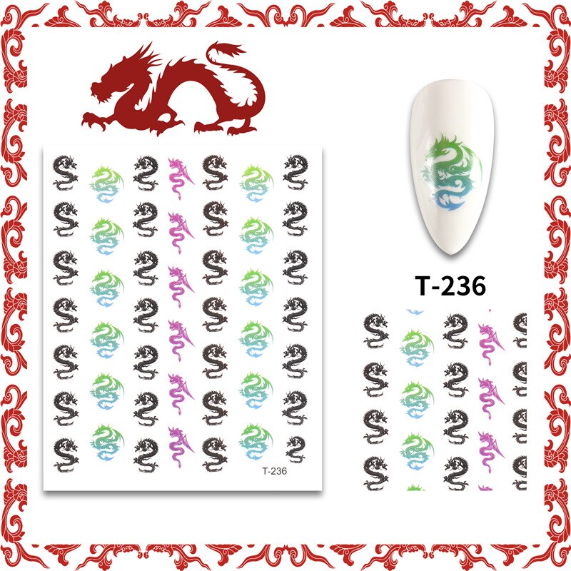 Chinese Dragon Nail Art Stickers Punk Nail Decals Waterproof Nail Decoration Colorful Dragon Element Nail Accesories For Nails: 05