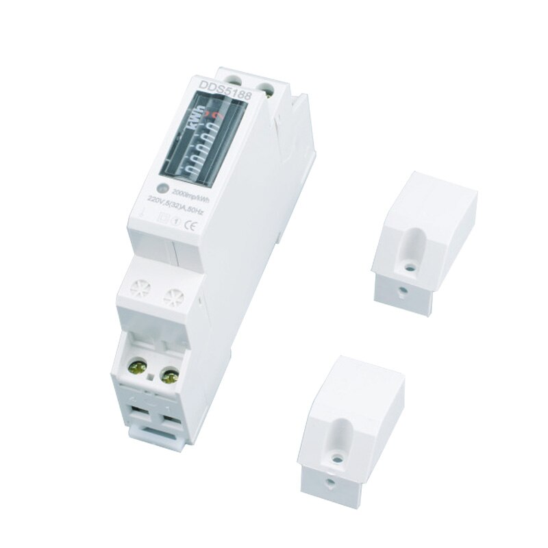 Single Phase Din Rail Electronic Analog Type kWh Watt Energy Cost Meter 1P Counter Display DDS5188 AC 220V 32A 50Hz