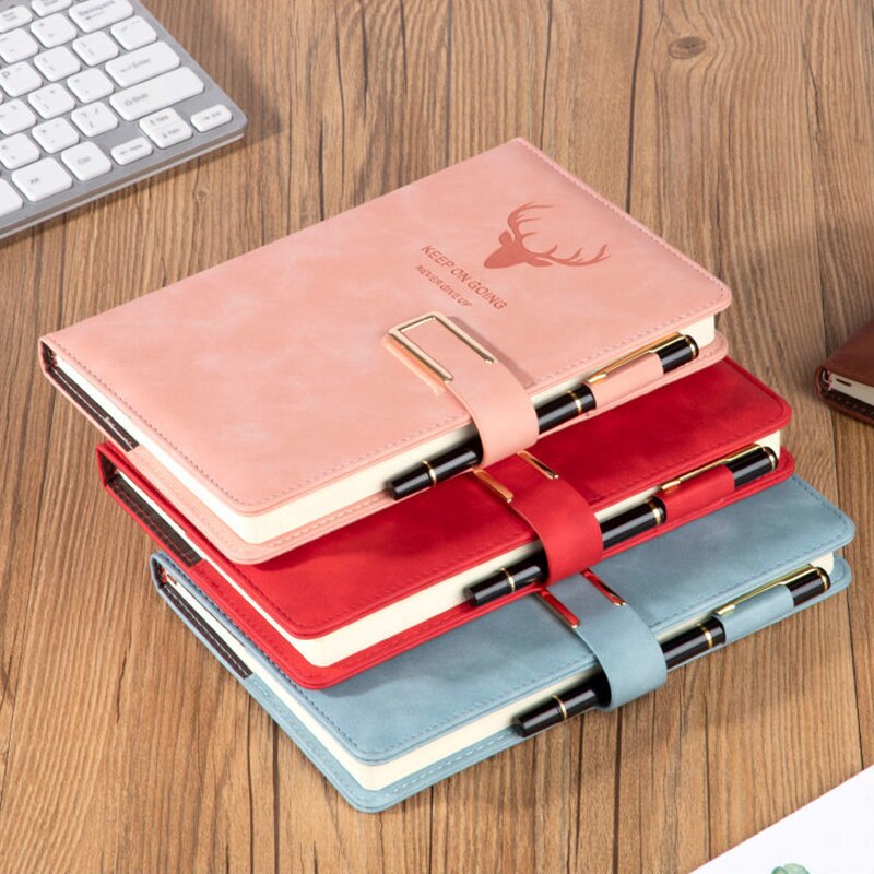 200 Pages A5 Notebook Business Office Work Planner Leather Notepad School Office Stationery