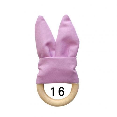 1Pcs Baby Bijtring Houten Ring Baby Bunny Oor Bijtring Kinderziektes Speelgoed Veilig Rustgevende Chew Douche Dental Oefening Speelgoed: 16