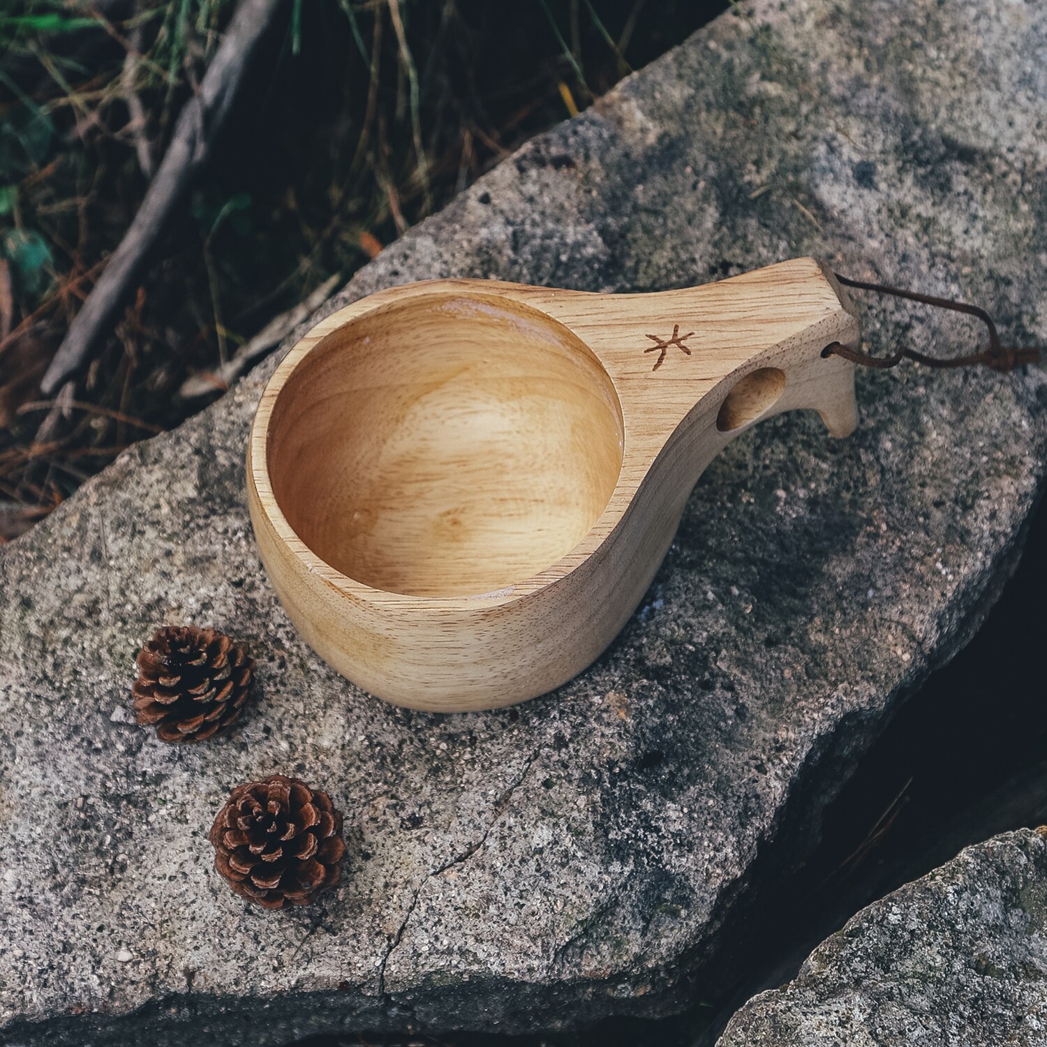 Fire Maple Ancest Bushcraft-taza de madera portátil para té y leche, vaso para beber al aire libre con orificios para acampar, tazas de madera de goma de 300ML