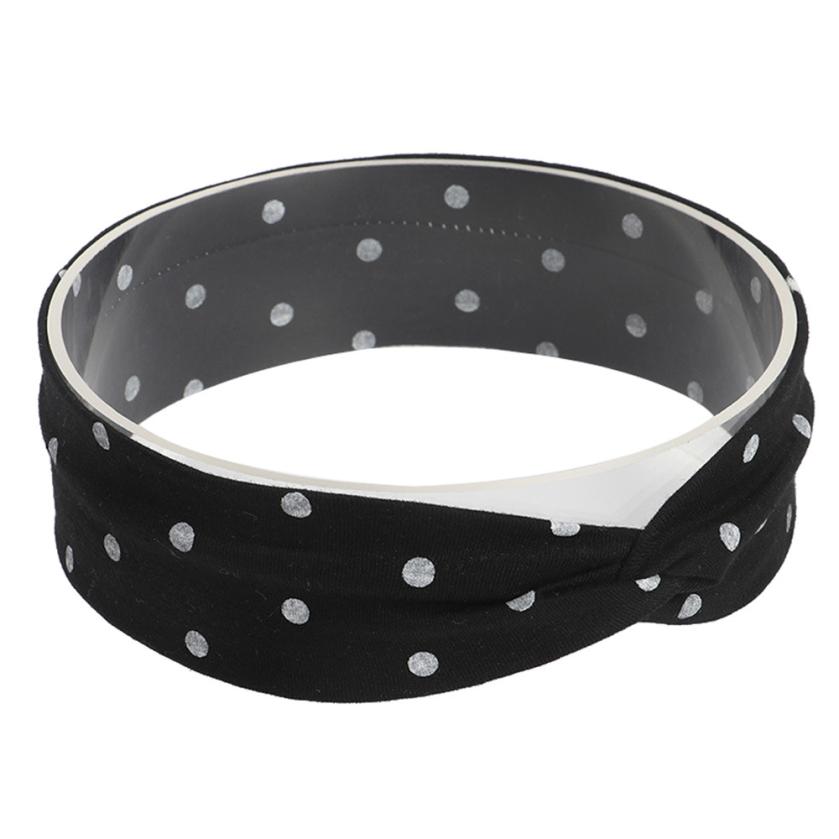 Leuke Baby Peuter Infant Hoofdband Dot Printing Stretch Haarband Hoofddeksels haar accessoriesbaby hoofdband: Black