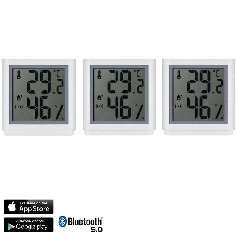 5 stk mini smart home digital lcd temperatursensor fugtighedsmåler termometer hygrometer gauge bluetooth trådløse termometre: 3 stk
