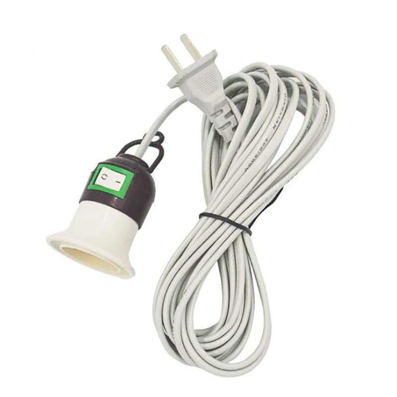 5m forlænger hængende lanterne pendel lampe ledning kabel  e27 fatning med tænd/sluk kontakt , 2- ben stik, til køkken soveværelse lys