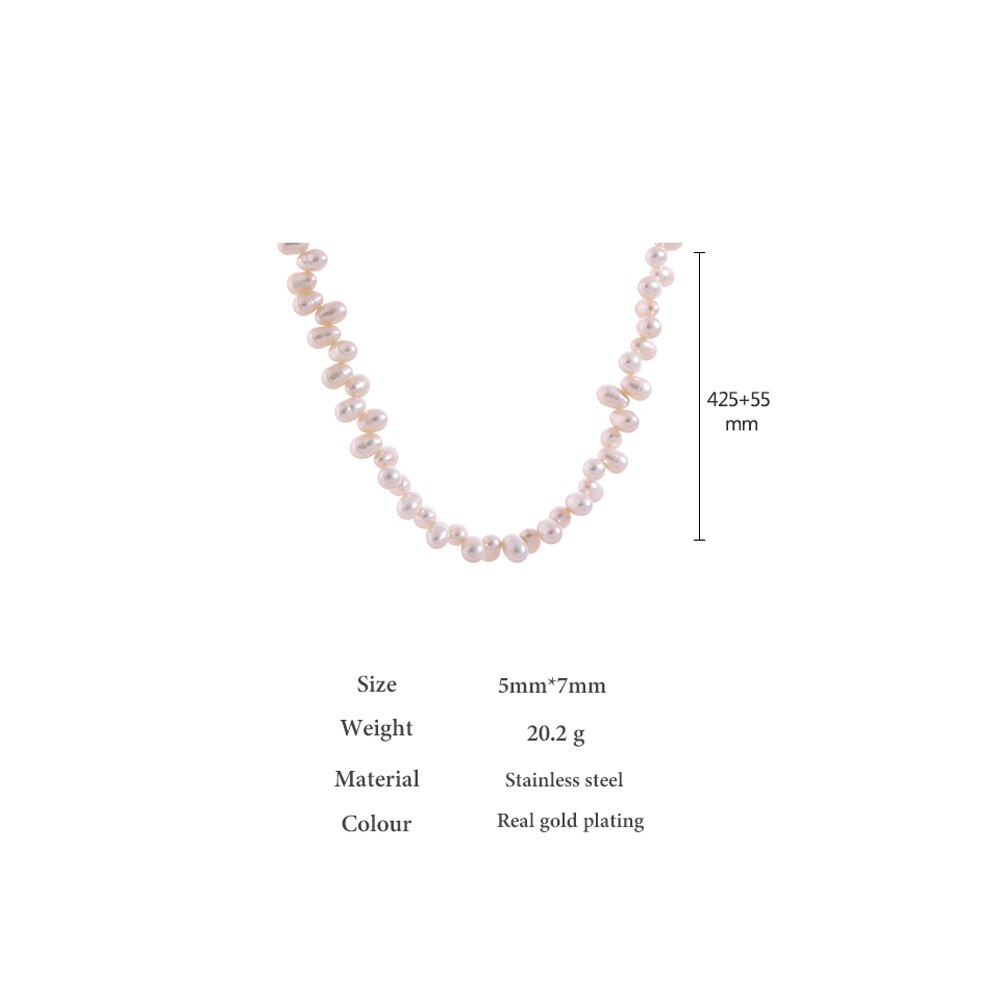 Yhpup nuovi accessori in acciaio inossidabile collana con catena di perle d'acqua dolce naturale gioielli collana con colletto di fidanzamento per matrimonio regalo