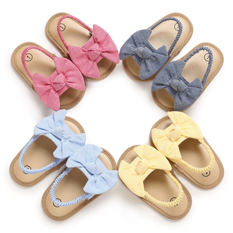 Trendy babymeisjes sandalen met strikknoop zomer zachte zool platte prinsessenjurk schoenen baby antislip eerste stappers schoenen
