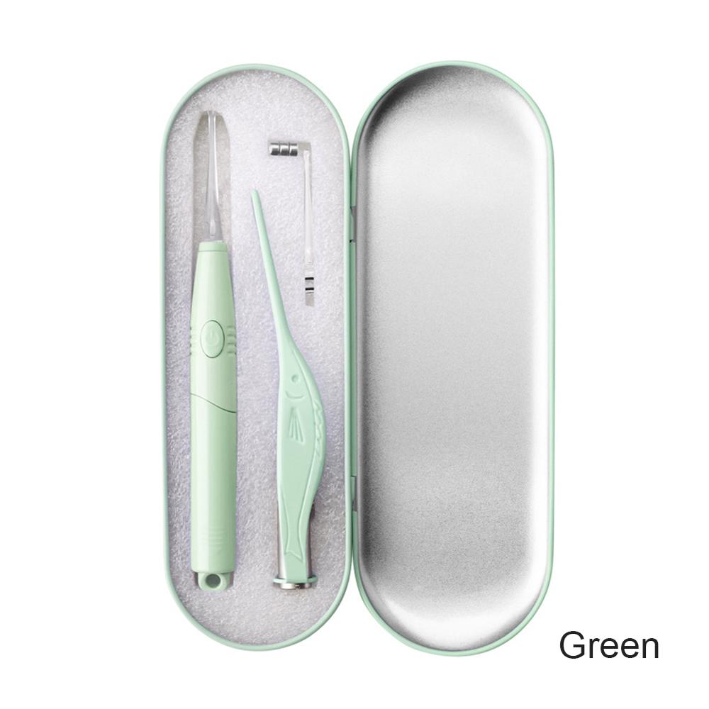 Baby Ear Cleaner Wax Removal Tool Flashlight Earpick Earwax Remover Luminous Curette Light Spoon: Green