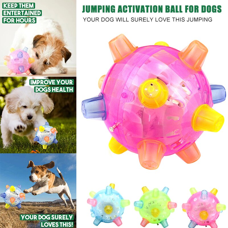 Jumping Activation Ball for Dogs Flashing Ball Light Sounds Jump Automatically C44