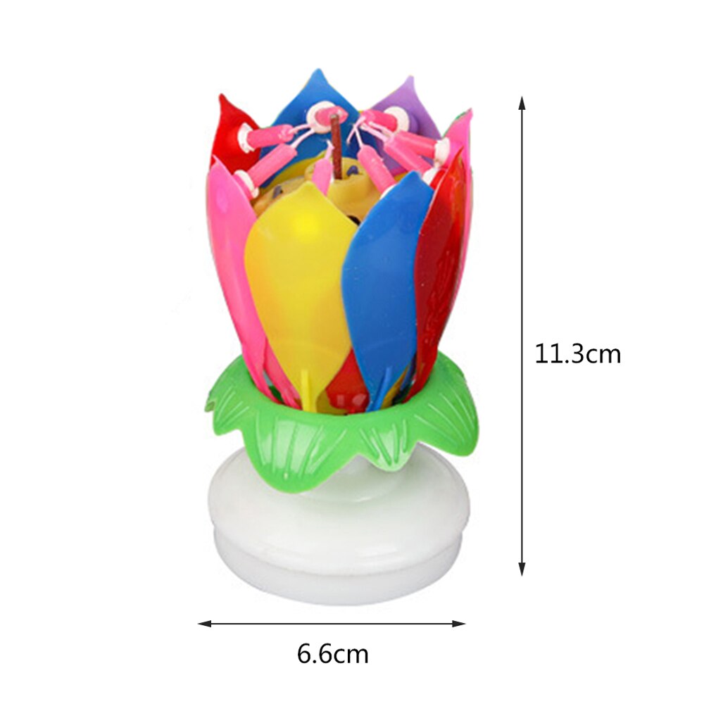 Magic Cake Birthday Lotus Flower Candle Blossom Musical Rotating Decoration Double Lotus Candles Plastic And Wax