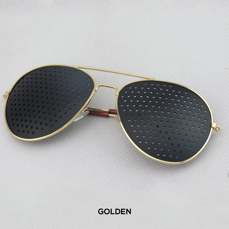 Cycling Eyewear Black Unisex Vision Care Pin hole Sunglass Eye Training Glass Pinhole Eyesight Improve plastic Eye Fitness: Gold