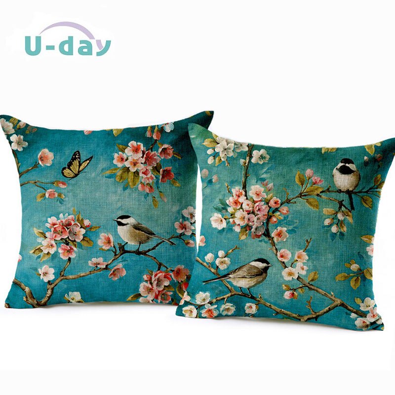 Fågelskudde hembil dekorativa kuddar fjäril almofada / coussin / linne cojines dekoration örngott  ch5 d 04