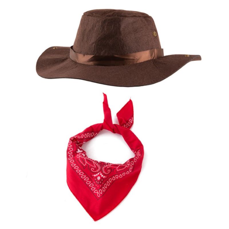 Accessorio Cosplay per bambini ~ cappello da Cowboy Knight cappello a tesa larga 3383: hat Triangular towel / L