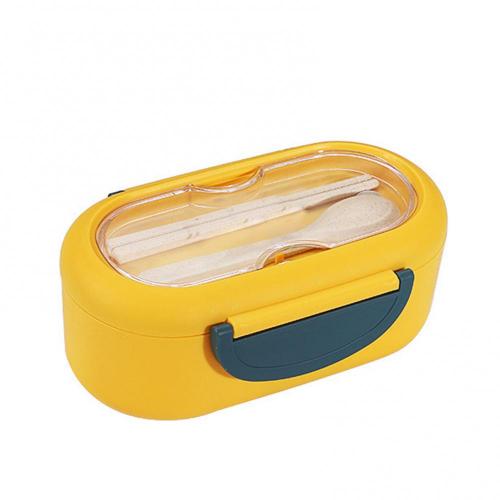 Lunchbox Verdeeld Compartimenten Magnetron Lunchbox Container Met Lepel Eetstokjes Servies Keuken Eetkamer Gereedschappen: YELLOW