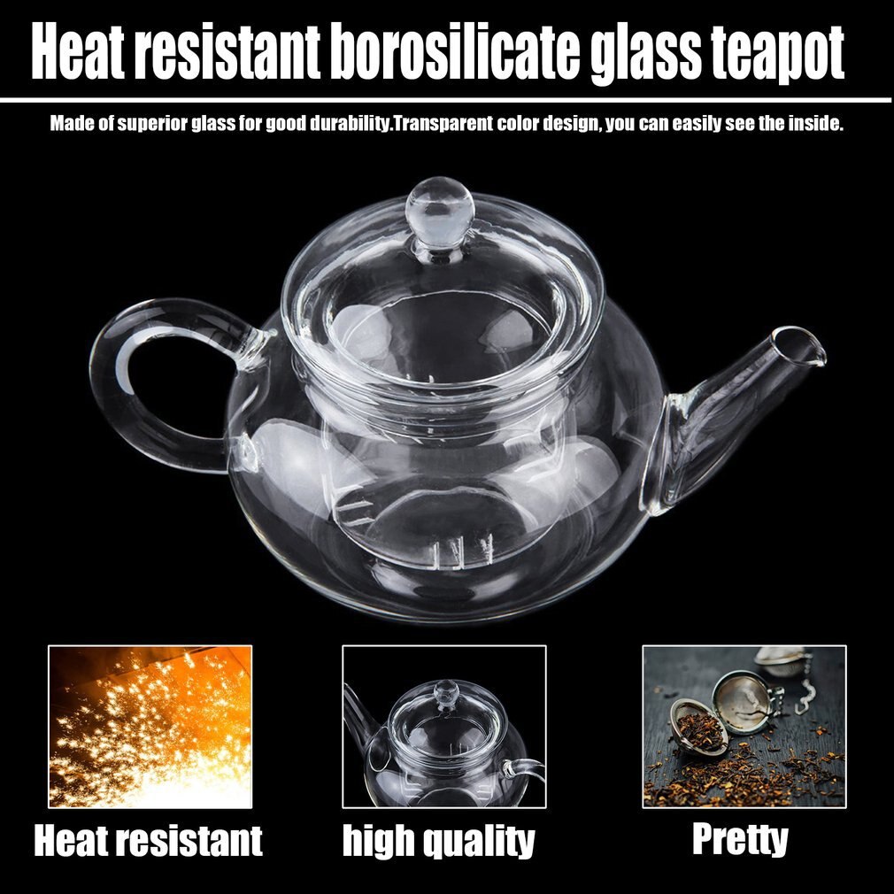 Transparent Teapot Heat Resistant Glass Teapot With Infuser Coffee Flower Tea Leaf Herbal Pot 250ml Durable