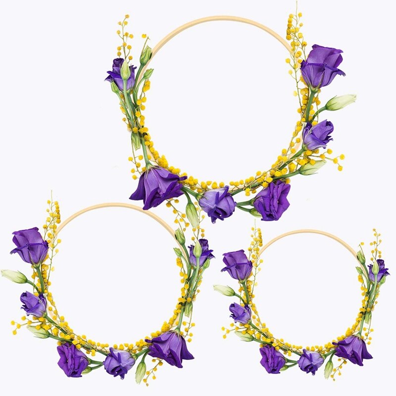 12Pcs 3 Sizes Wooden Bamboo Floral Hoops Wreath Ri... – Grandado