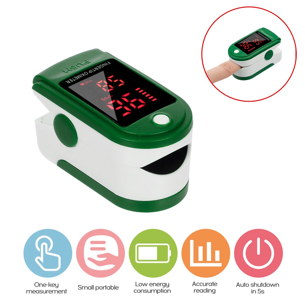 Carevas Blut Sauerstoff SPO2 Monitor Finger-pulsoximeter Sauerstoff Sättigung Monitor innerhalb von 24 stunden (ohne Batterie): Typ3-Grün