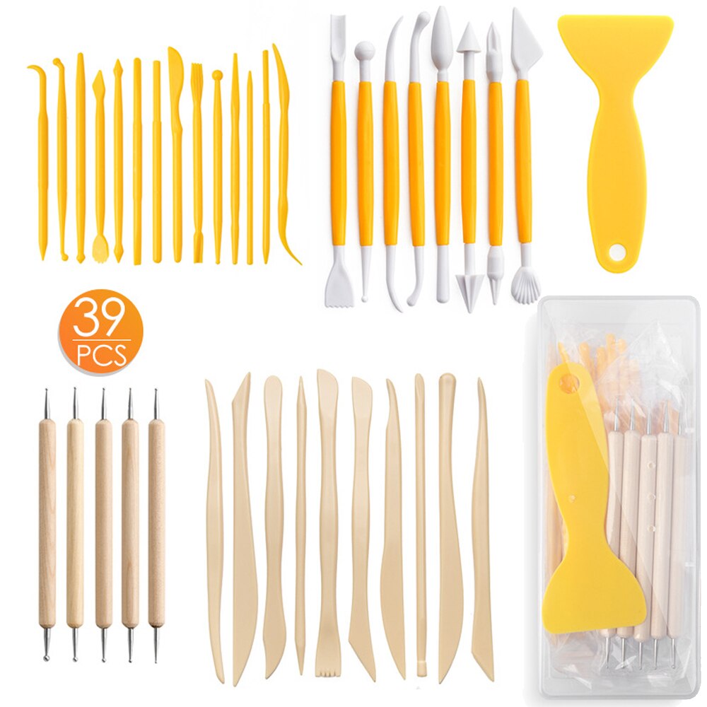 39pcs Polymer Clay Tools Set Smoothing Wax Carved Tool DIY Clay Sculpting Kit for Ceramic Shapers Modeling Pottery Carving: Default Title