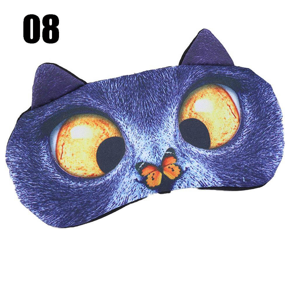 Cute Cat Sleep Mask Eye Mask Eyeshade Cover Shade Natural Sleeping Eye Patch Women Men Soft Portable Blindfold Travel Eyepatch: 08