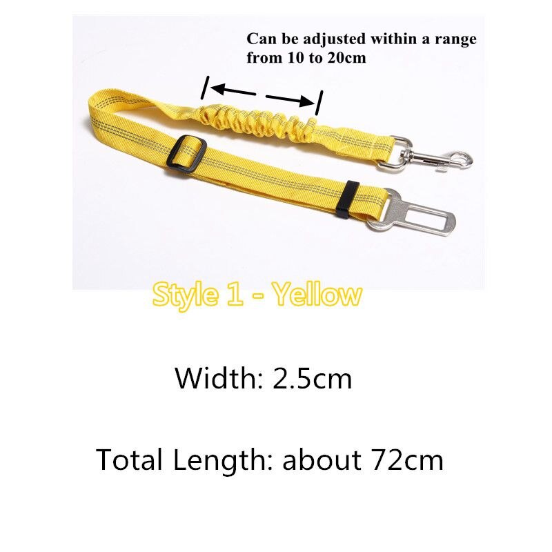 Verstelbare Nylon Pet Hond Autogordel Kat Puppy Lood Kleine Medium Honden Voertuig Leven Veiligheid Riem voor Teddy Yokie: style 1 yellow belt