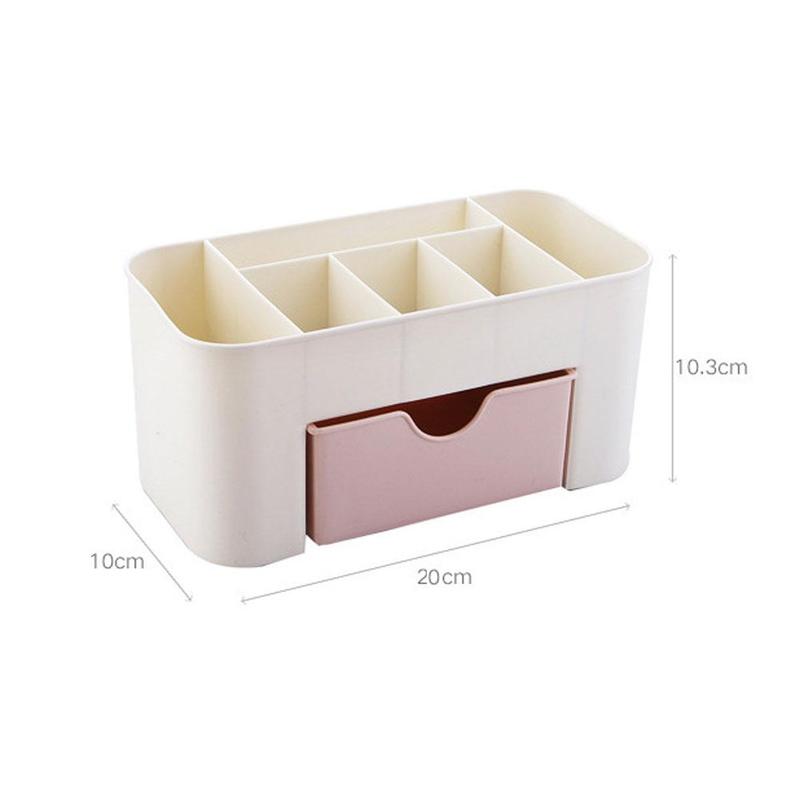 Multifunktionell skrivbordsarrangörslåda i plast med låda smycken färg kosmetikafodral smink bomullsförvaring 3 pinnar hållare de  y7 k 7