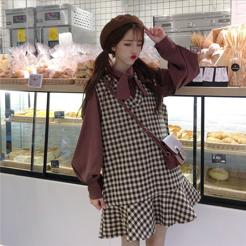 Summer Girls Retro Red Plaid Vest Dress 2-Piece Set Thin French Style Strappy Sundress Casual Vacation Outfit Teen Kids Clothes