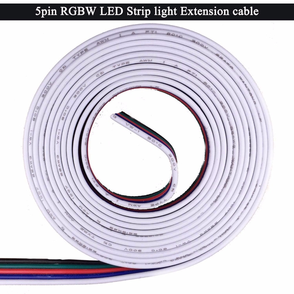 RGBW 5pin LED Strips Licht RGBW LED Strip Verlengkabel Connector, 5 manier Platte Lint Kabel voor 5pin LED Tape Licht ST265