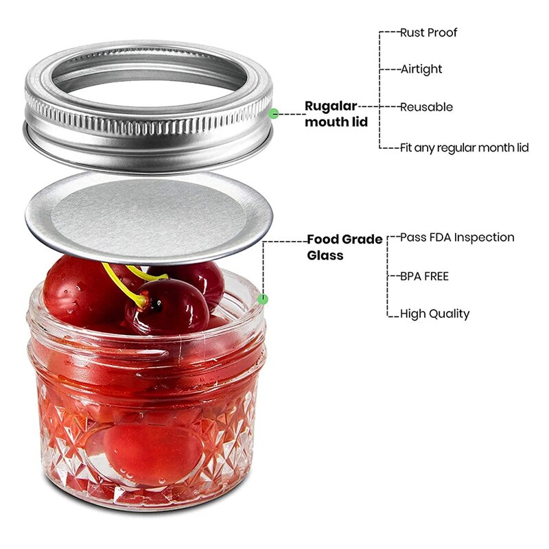 Small Mason Jar Set (About 120 G) 12 Pieces Mini Jar with Lid and Strap with Crystal Glass