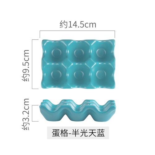 1Pcs 6 Grids Ei Houder Keramische Anti-Slip Eierdoos Koelkast Shockproof Ei Lade Houder Opbergdoos Thuis opslag Organisatie: Blauw