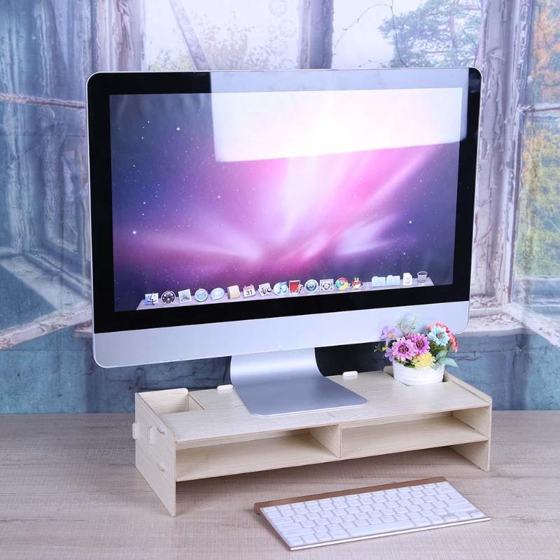 Houten Computer Monitor Organizer Escritorio Tv Pc Stand Toetsenbord Houder Bureau Organizer Thuis Officedesk Organizer