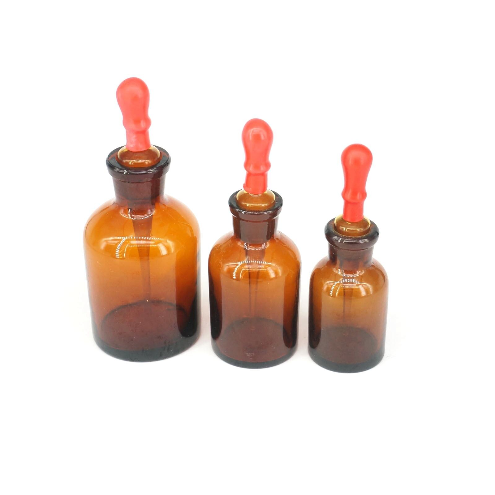 30/60/125ml pipett med brunt glas som tappar flaskan med slipad propp och dropper