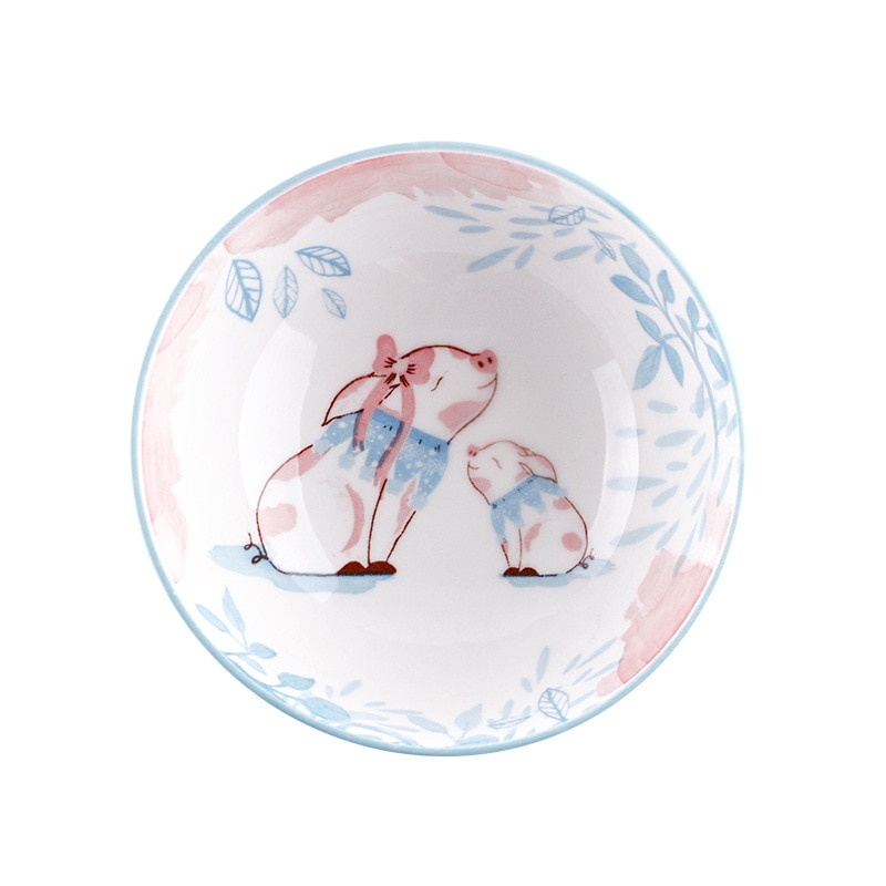 Criativo dos desenhos animados bonito prato de café da manhã cerâmica pratos de carne porcelana sobremesa prato frutas lanche prato simples animal tigela colher