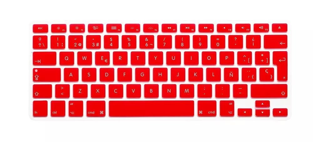 Silikone spansk bogstav tastatur cover til macbook air pro retina 13 15 17 beskytter til mac book tastatur spansk spanien eu: Rød