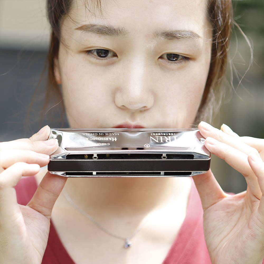 12 hål 48 toner kromatisk munspel mun orgel nyckel med rengöringsduk förvaringslåda för nybörjare vuxna