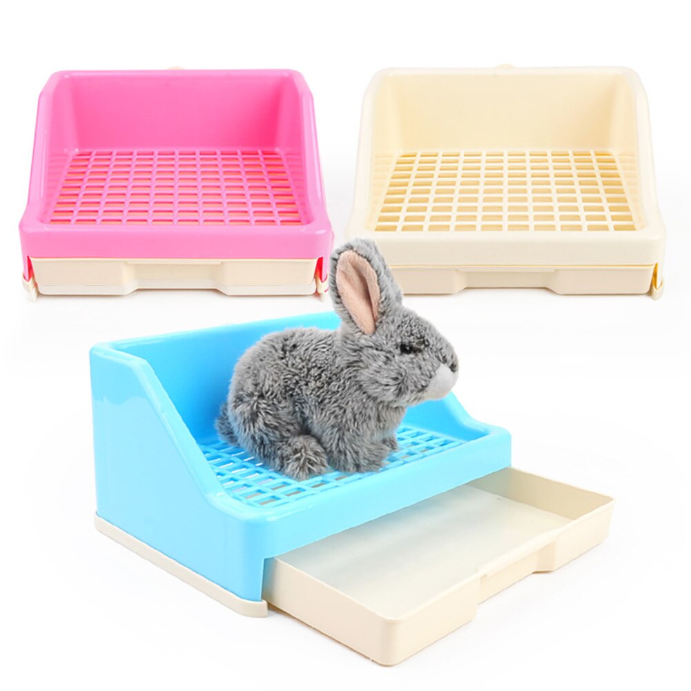 Extra Large Rabbit Litter Box with Drawer Small Animal Litter Pet Toilet Potty Trainer Corner Bunny Bedding Box Plastic Pet Pan