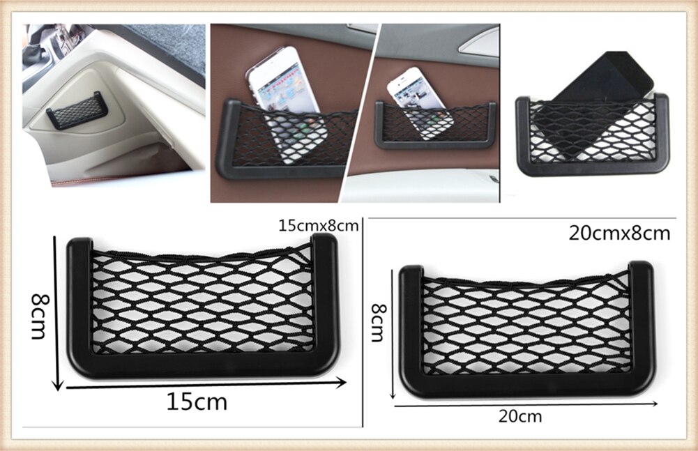 Universal black car seat side net storage pocket for BMW E34 F10 F20 E92 E38 E91 E53 E70 X5 M M3