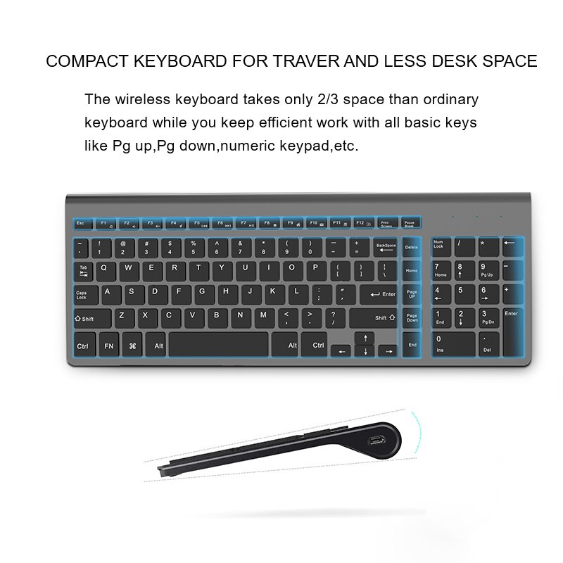 JOYACCESS Ergonomic Wireless Keyboard and Mouse Set Computer Mause Silent Button Keyboard and Mouse Combo 2.4G for Laptop PC