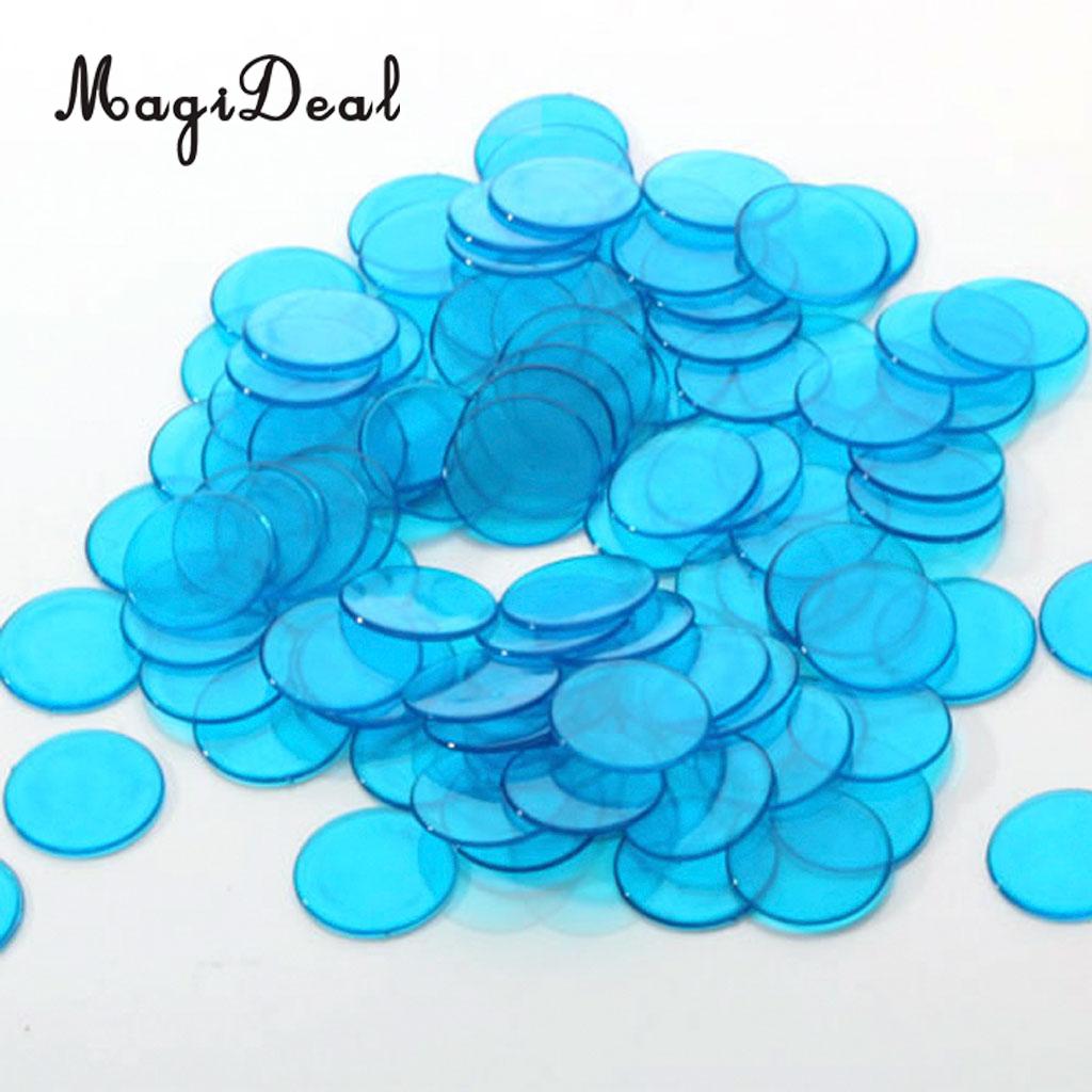 Magideal top 100 stk pro count bingo poker chips markører til klasseværelset karneval bingo spil kort 3cm 6 farver: Blå