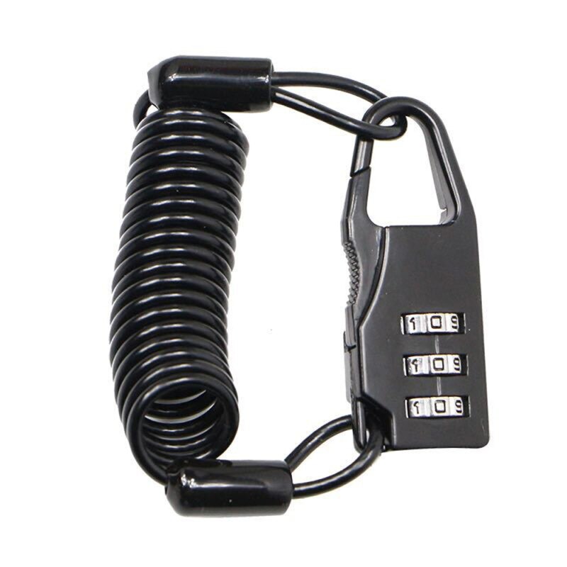 WEST BIKING Bicycle Lock Anti-theft Mini Helmet Lock Motorcycle Cycling Scooter 3 Digit Combination Password Safety Cable Lock: Black