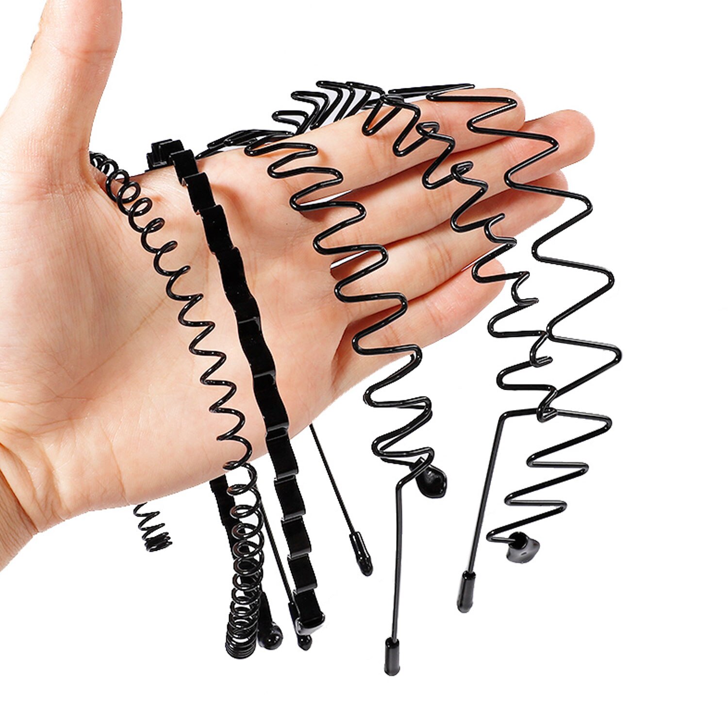 9pcs Simple Metal Spring Wave-Shaped Hairband Hair Hoops Headband Headwear Accessories for Men Womem