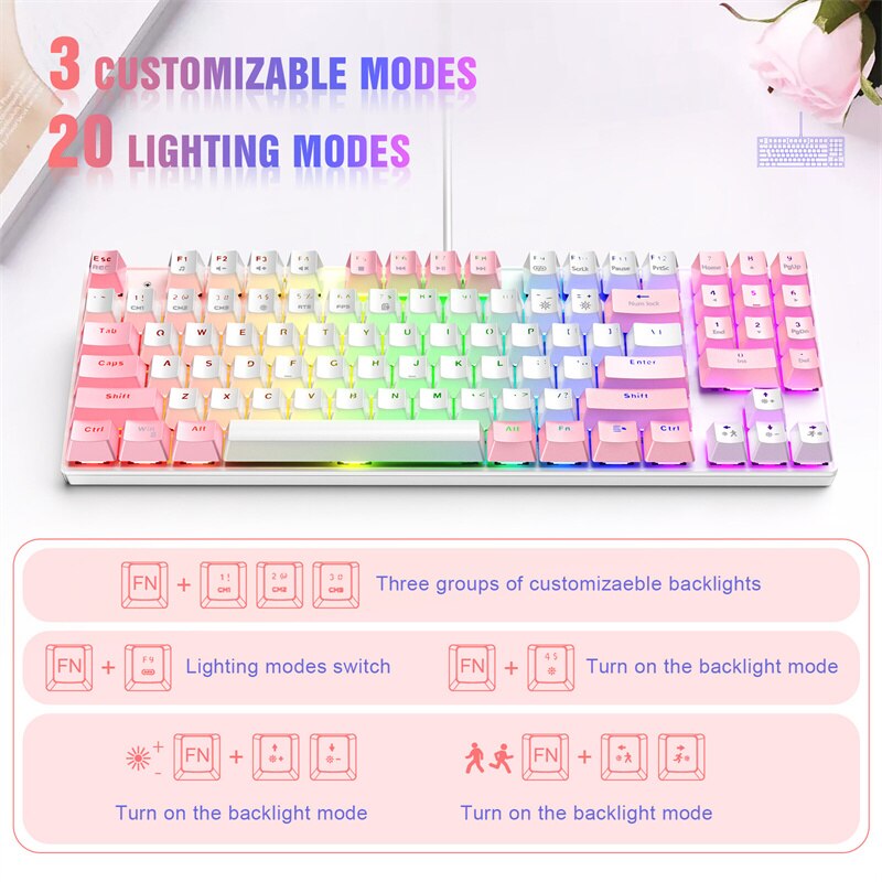 ONIKUMA G26 wired real mechanical keyboard mouse set 89-key Blue Switch hybrid backlit USB interface game office dedicated