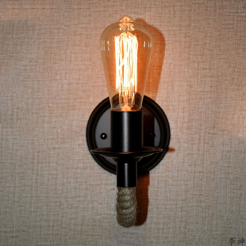 Retro henneptouw industriële hanglamp, vintage hanglamp, handgeweven Retro henneptouw industriële hanglamp, vintage hanglamp, handgeweven