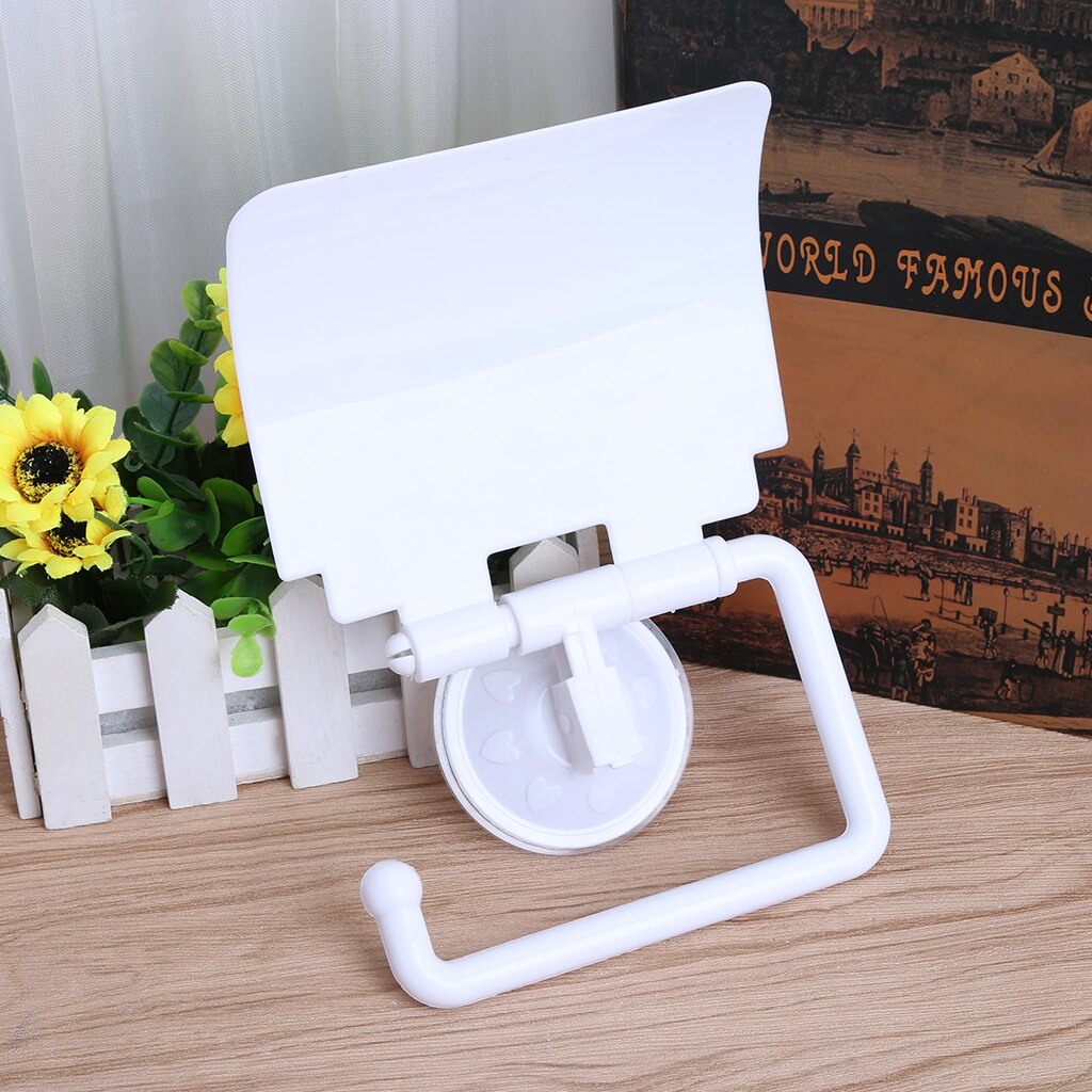 Wall Mounted Plastic Suction Cup Bathroom Toilet Paper Roll Holder With Cover