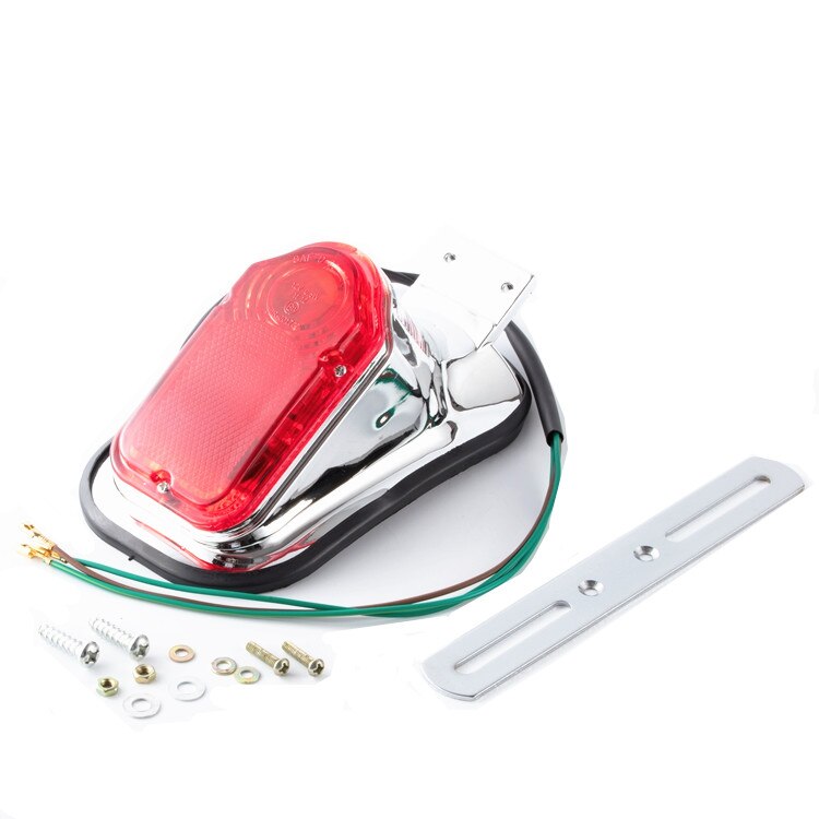 12 V Motorcycle Bike Chrome Red Tombstone Brake Achterlicht Signaal Lamp Voor Harley Custom