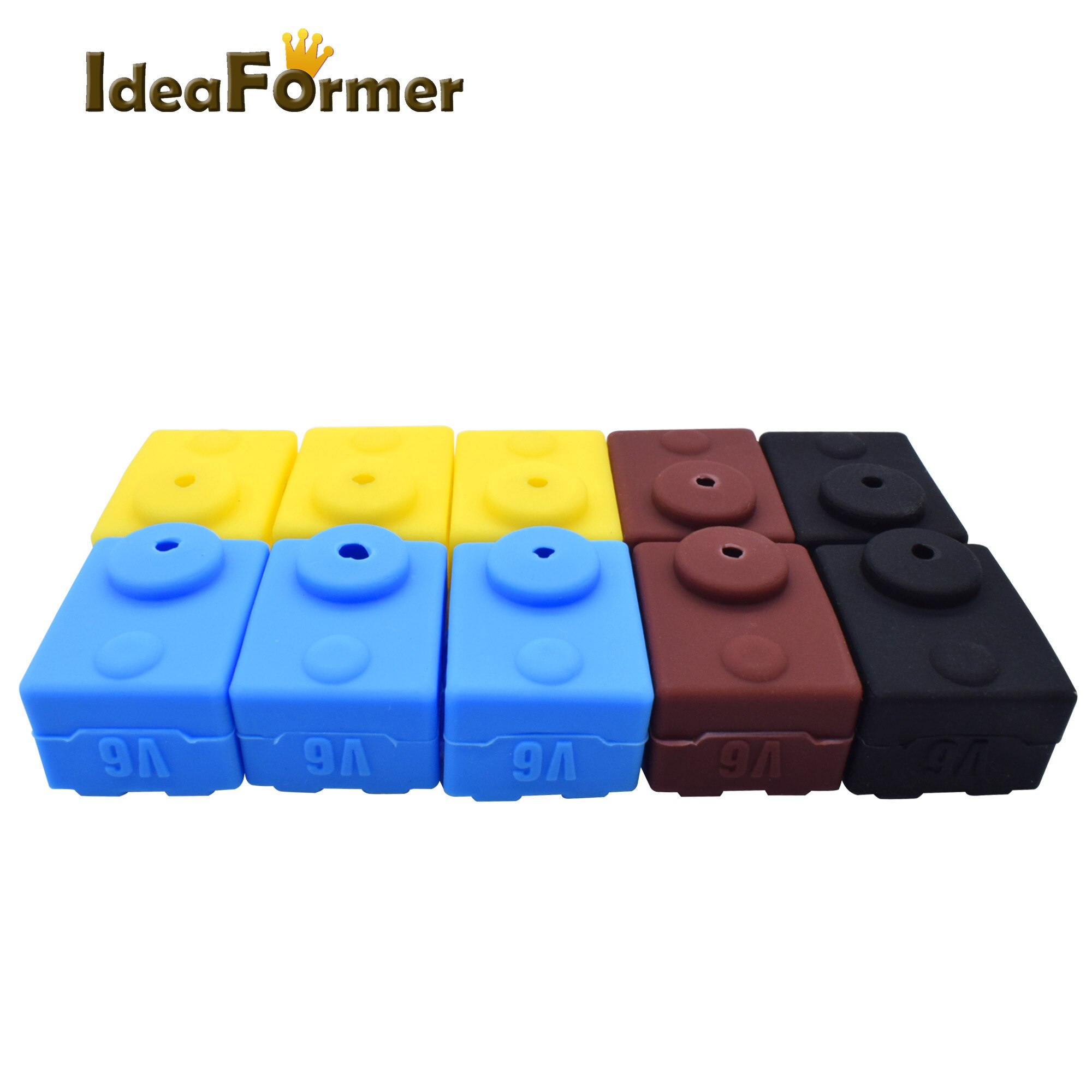 10Pcs V6 Heat Block Silicone Sleeve Heater Protective Silicone Sock Insulation Cover Case For 3D Printer V6 Print head End.
