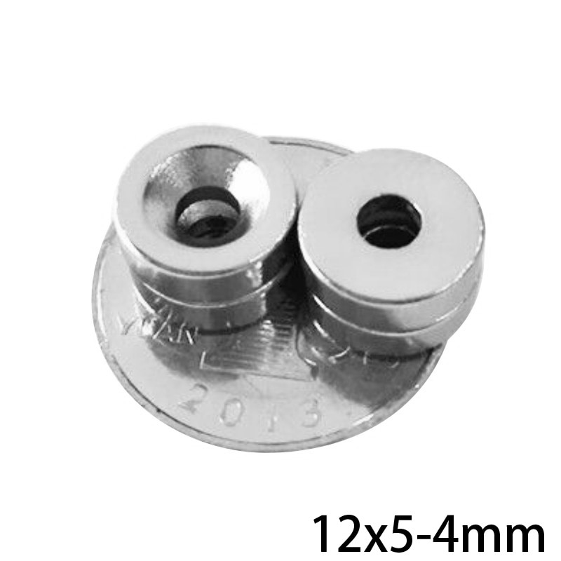 Imanes potentes de 12x5-4mm, agujero de 12*5mm, 4mm, redondos avellanados permanentes, disco magnético de neodimio de 12*5-4mm, 5 ~ 300 Uds.