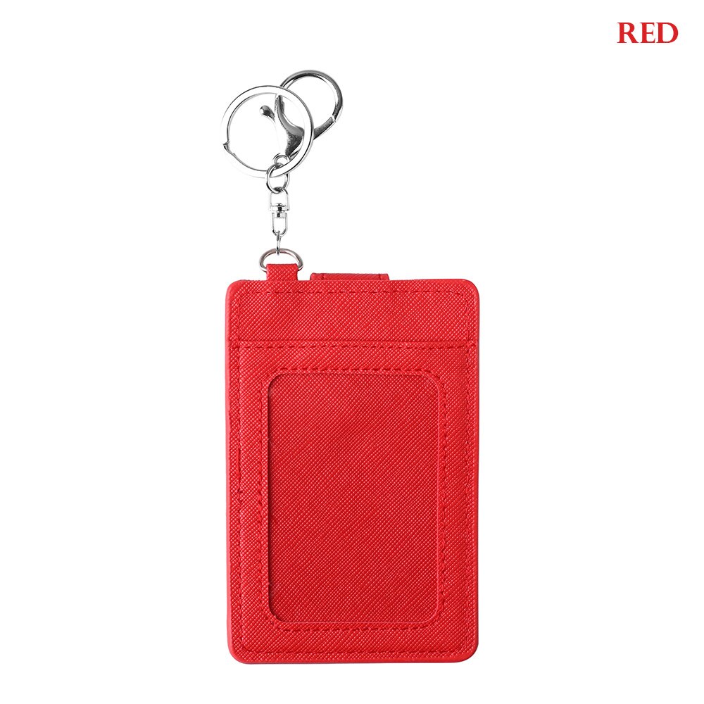 1 stuk unisex draagbare id-kaarthouder bankbuskaarten badgehoes kantoorwerk sleutelhanger sleutelhanger gereedschap beschermhoes: Rood
