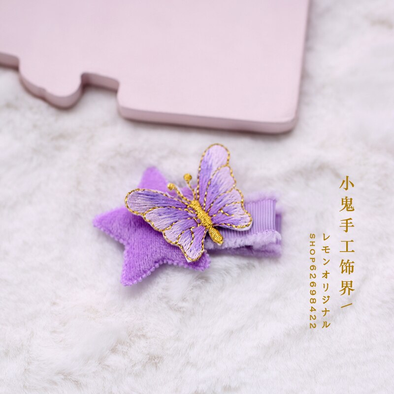 Épingle à cheveux japonaise rose violette faite à la main, nœud mignon et doux, accessoires pour cheveux, coiffure lolita, épingle à cheveux faite à la main: N° . 11 double clip