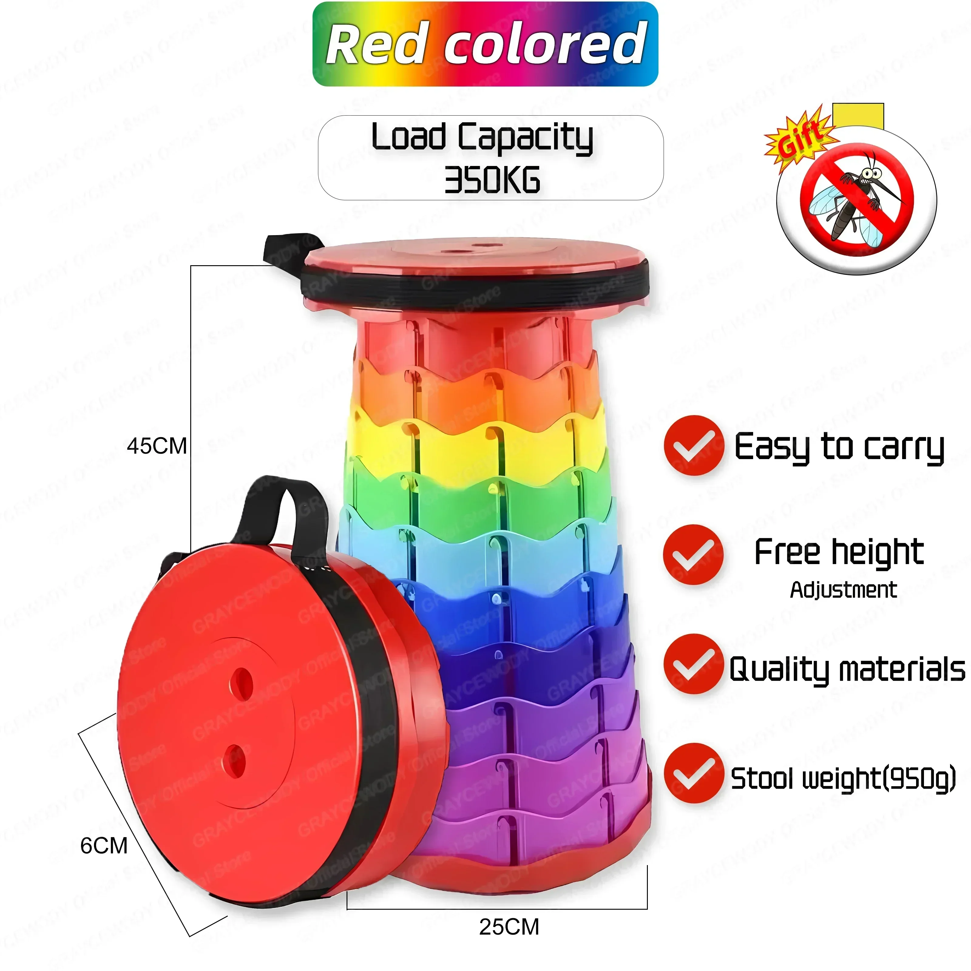 Portable Round Folding Chair Accordion Chair Height Adjustment Simple Tool Elephant Swing Playground Queue Chair: Brown