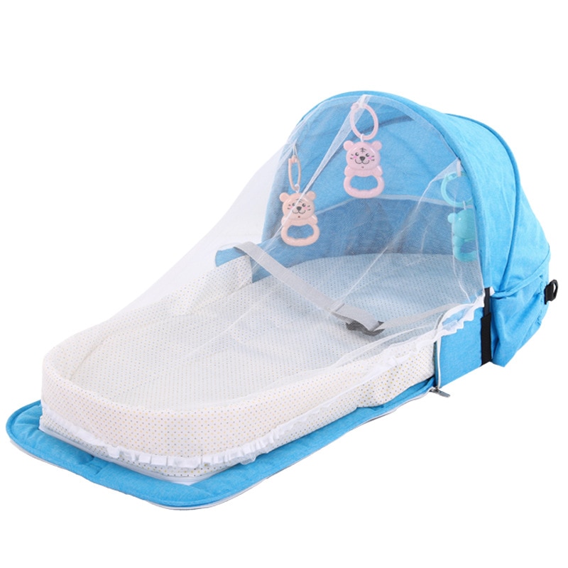Bærbar bionisk mobil krybbe baby reden multifunktionel rejse anti-myggisolering sammenklappelig seng med legetøj myggenet